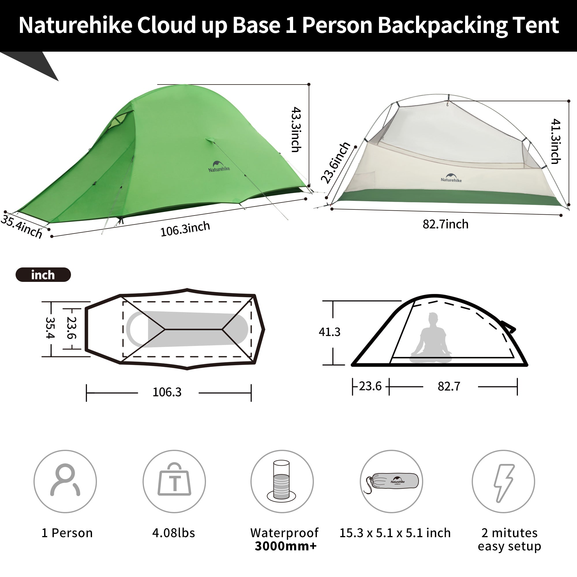 Cloud Up™ Base 1-Person Ultralight Backpacking Tent