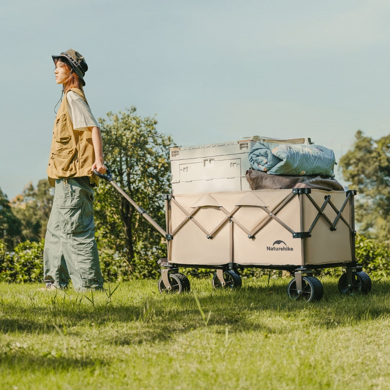 Naturehike Multi-Terrain Gathering Cart Multifunction Foldable Camping Trolley Large Capacity Outdoor Cart Wagon Collapsible 360°