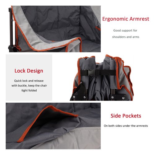 SUNNYFEEL Oversized Extra Large Padded Camping Chair, Outdoor Portable Folding Camp Chair, Large Camp Lounge Chairs Heavy Duty for Adults, Fishing, Sports, Trip